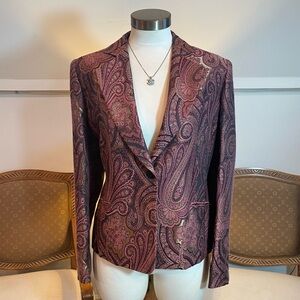 NICOLA Paisley Women's Blazer Jacket in Purple Pink Burgundy Made in Italy, Etro